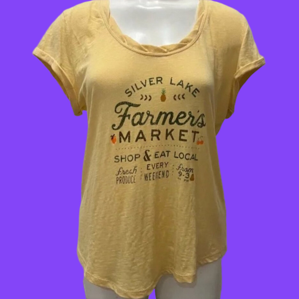 Anthropologie Pilcro Casual Silver Lake Farmer's Market Scoop Neck Tee